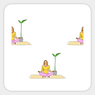 Background illustration, decorative design pattern, yoga, meditation, meditating, sports, recreation Sticker